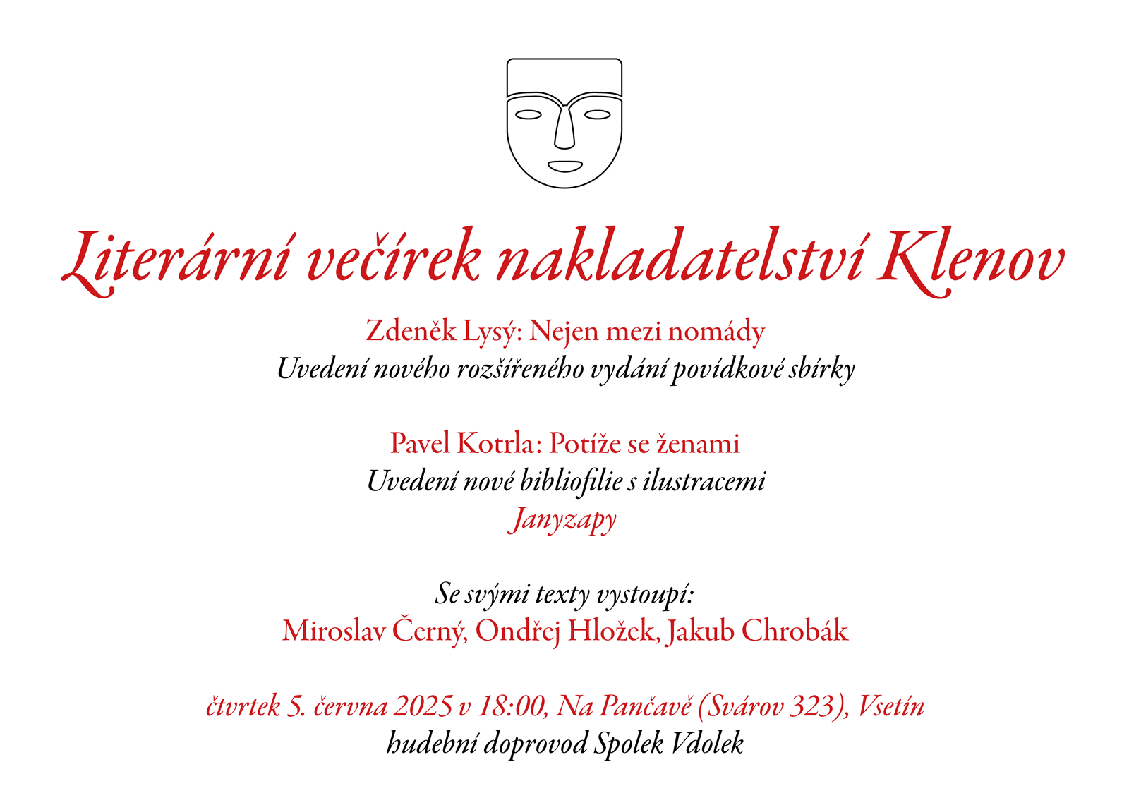 Literární večírek nakladatelství Klenov
